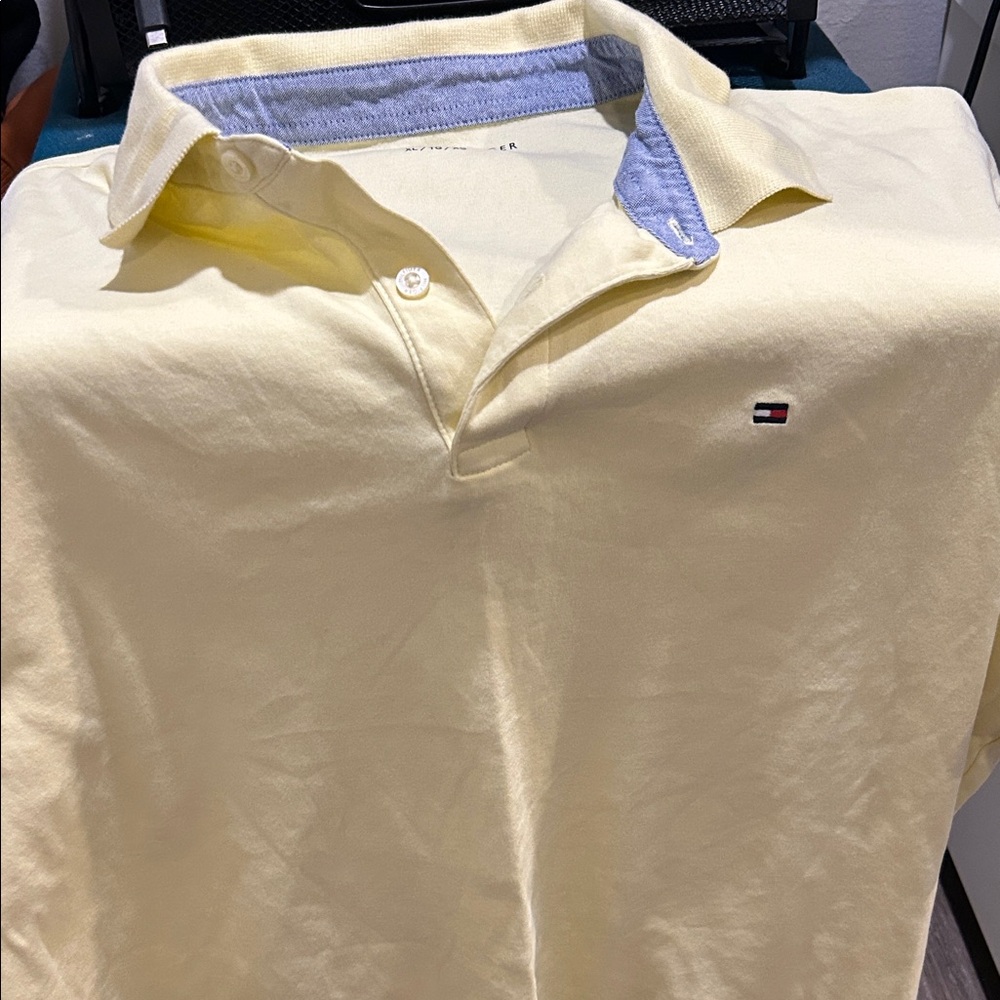 Tommy Hilfiger Men's Light Yellow Polo Shirt